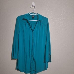 INC International Concepts Women's Turquoise Button-Down Shirt